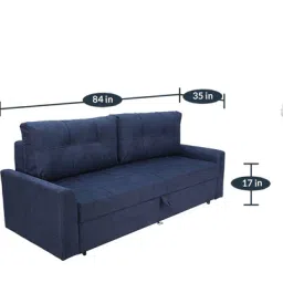 casacraft from pepperfry Ines Chenille Fabric Pull Out Sofa Cum Bed In Navy Blue Colour With Storage image 2