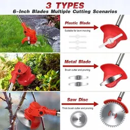 tazomi Electric Grass Trimmer Stringless Weed Eater,3 Types Blades (48v*2) Batteries Cordless Grass Trimmer image 3