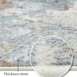 obsessions Blue and Cream Abstract 4x6 Feet Machine Made Carpet image 3