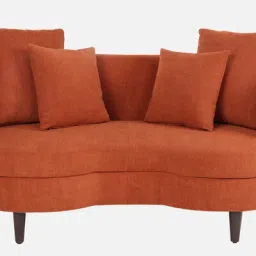 casacraft from pepperfry Cresta Velvet Corduroy 2 Seater Sofa In Rust Color image 3