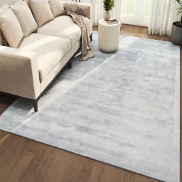 Blue Abstract Viscose 5 ft X 8 ft Hand Tufted Rectangle Carpet-image-79
