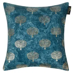 hosta homes Blue Velvet Floral 16X16 Inches Cushion Covers (Pack of 2) image 3