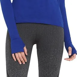 ap'pulse Women Solid Hooded Neck Pure Cotton Blue T-Shirt image 4