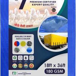 HDPE Tarpaulin Sheet Waterproof 18x36 ft (180 GSM)-Polyethylene Tarp with Eyelet Tent - For Multipurpose UV Treated Tirpal Tadpatri Cover for Truck, Roof, Rain or Sun-image-8
