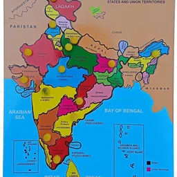 fireflies Wooden India Map Puzzle & Wold Map Puzzle For Kids (Pack of 2) image 2