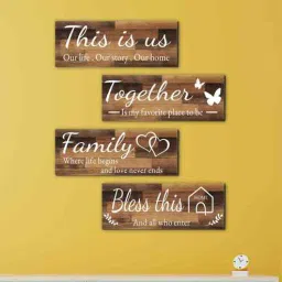 ecraftindia Set of 4 Wooden Wall Hanging-This Is Us Together Bless This Home Family-picture-12