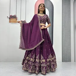 julee Embroidered Semi Stitched Lehenga Choli image 3