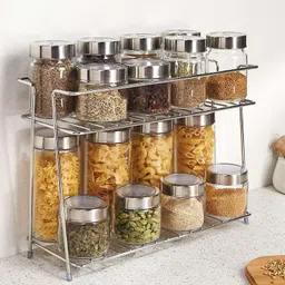 atlas Containers Kitchen Rack Stainless Steel Spice 2-Tier Trolley Container Organiser/Basket Steel-picture-29