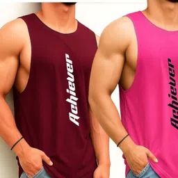 Adixus Set of 02 Graphic Print Tshirt For Sando Men Vest-picture-13