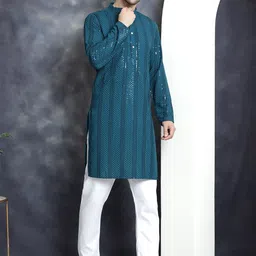 jompers Men Embroidered Viscose Rayon Straight Kurta image 5