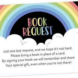 inkdotpot 30 Pcs Bring A Book Instead Card-Baby Shower Invitations Games Rainbow Theme Invitation Card-picture-25