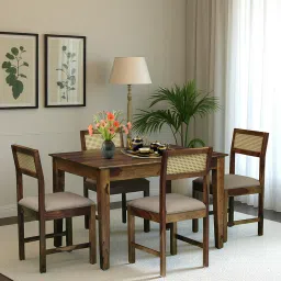 woodsworth from pepperfry Bree Sheesham Wood 4 Seater Dining Set In Provincial Teak Finish image 1