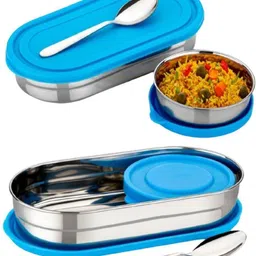 queen's kitchenware Steel Lunch box 2container BlueOval Blue_A1 2 Containers Lunch Box-picture-27
