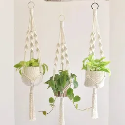 timjo MACRAME Home Décor/Indoor Wall Hanging/Boho Planter Hanger/Pot Holder Pack of 3-picture-11
