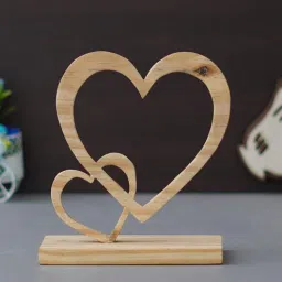 ecraftindia Two Hearts Engineered Wood Brown Showpiece With Stand-picture-39