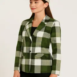 bluewears Women Checkered, Printed Single Breasted Casual, Formal, Party, Festive & Wedding Blazer-picture-21