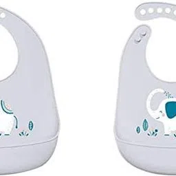 thread fairy co Waterproof Silicone Baby Feeding Bibs with pocket 6 Months to 3 Years, Pack of 2-picture-17