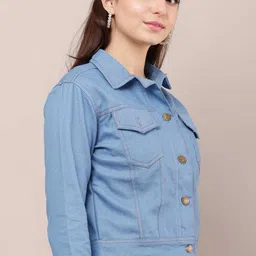 ho fashion Women Solid Denim Jacket image 3