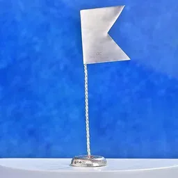 dhruvs collection 925 Silver Dhwaja Flag - Jhanda for Pooja, Home, Temple, Workplace & Gifting Decorative Showpiece - 4 cm image 3