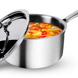 usha shriram (1.4L) Triply Steel Tea Milk Pan Patila Tope With Handle & Lid Sauce Pan 16 cm diameter with Lid 1.4 L capacity-picture-19