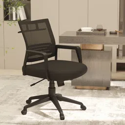 garghandicrafts Ergonomic Mid-Back Chair with Breathable Mesh/Adjustable Revolving Office Chair Nylon Office Executive Chair-picture-12