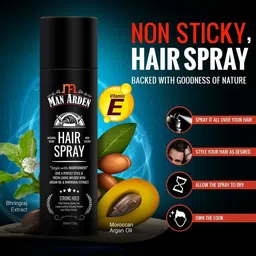 man arden Hair Spray - Strong Hold, Styling with Nourishment - Argan Oil and Bhringraj Hair Styler image 4