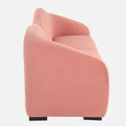 casacraft from pepperfry Odessa Velvet 3 Seater Sofa In Blush Pink Color image 4