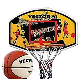 vector x Wall Mounted Ring with Backboard Ring with Net & Ball Size 7 (29.5") 29 Basketball Backboard-picture-10