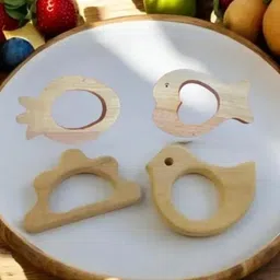 radhey creation mart Wooden teether (pack of 4) Teether and Feeder-picture-27