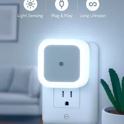 NEWOUTLATE Plug In 0.5W LED Night Light with Auto Sensor (Cool White) Smart Bulb image 3