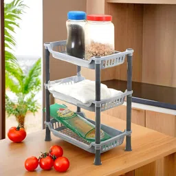 premsakhi Fruits/Vegetables Kitchen Rack 3 Layer small plastic Fruits Vegetables Kitchen Rack Plastic image 4