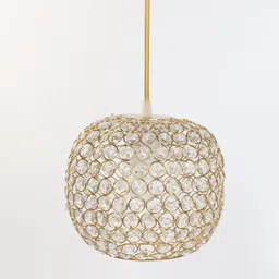 homesake "Hanging golden crystal pendant light, Classic Floral Adjustable Pendant Light Fixture for Kitchen Dinning Room Bedroom, Melon " Pendants Ceiling Lamp image 2