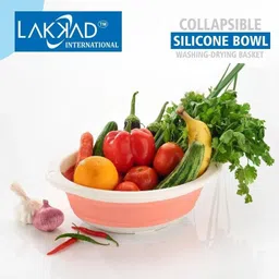 lakkad Collapsible Colander vegetable washing basket Silicone Fruit & Vegetable Basket image 3
