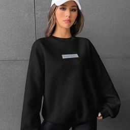 christy world Women Solid Round Neck Black Sweater-picture-14