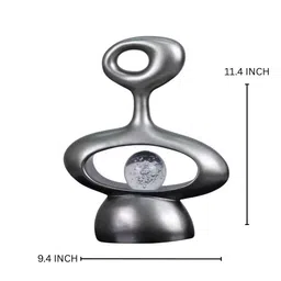 casacraft from pepperfry Elysian Resin Grey Artifact With Crystal Ball (Grey) image 2