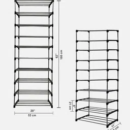 urban choice Manesty Fabric 9-Shelves Modular Shoe Rack In Grey Colour image 2