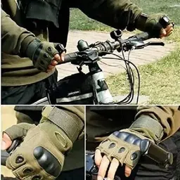 abx trenzz Pro Biker Half Cut Half Finger Tactical Gloves for Sport Riding Gloves image 2