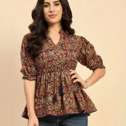 indrastyle Casual Regular Sleeves Printed Women Brown Top-picture-12