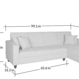 woodsworth from pepperfry Alba Fabric LHS Sectional Sofa (3 + Lounger) in Garnet Red Colour image 4
