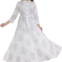 runicha Women Gown White Ankle Length Dress-picture-27