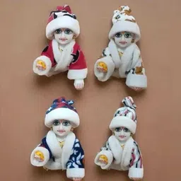 krishna shop zone Size 1, Winter Special Laddu Gpal Ji Nutan Night Suit, Set of 4, Random Color & Design Dress image 1