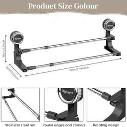ofifo by hasthip Adjustable Suction Cup Bathroom Kitchen Towel Rack Gray Towel Holder image 2