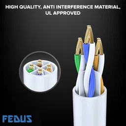 Fedus LAN Cable 40 m Cat6 Ethernet Cable White,Cat-6 Flat RJ45 Computer Internet LAN Network Ethernet Patch Cable Cord 40 m LAN Cable (Compatible with Laptop, Computer, White, One Cable) 40Meter image 2