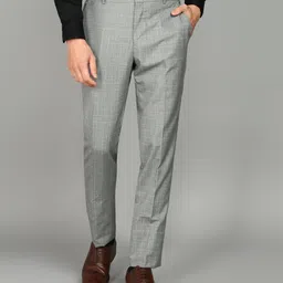 raymond Men Slim Fit Grey Polyester Trousers-picture-22