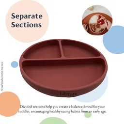 lilytots Spacious Plate with Strong Suction Base - FDA Approved, Encourages Self Eating- Silicone image 4