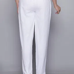 aavoni Women Straight Fit White Pure Cotton Trousers image 2