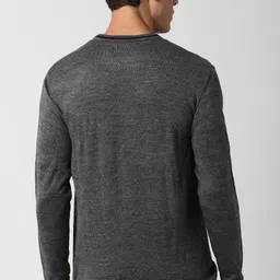 peter england Men Self Design Round Neck Grey Sweater image 3