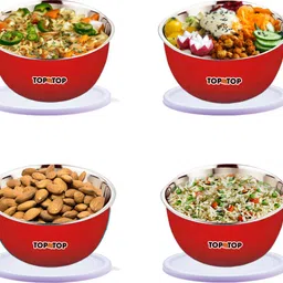 topmtop Stainless Steel Storage Bowl Microwave Safe bowl set, each bowl 450ml, image 4