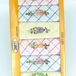 Maskey 100% Pure Cotton (Size:25x25cm) (Pack of 6) Embroidered Abstract Iconic Designer Ladies Rumal / Hanky ["Multicolor"] Handkerchief-picture-27