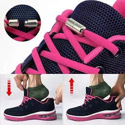 MOMISY No Tie Elastic Shoelaces, Semicircle Shoe Laces For Kids and Adult, Sneakers Shoelace Locks Laces Shoe Strings, Pink Shoe Lace image 2